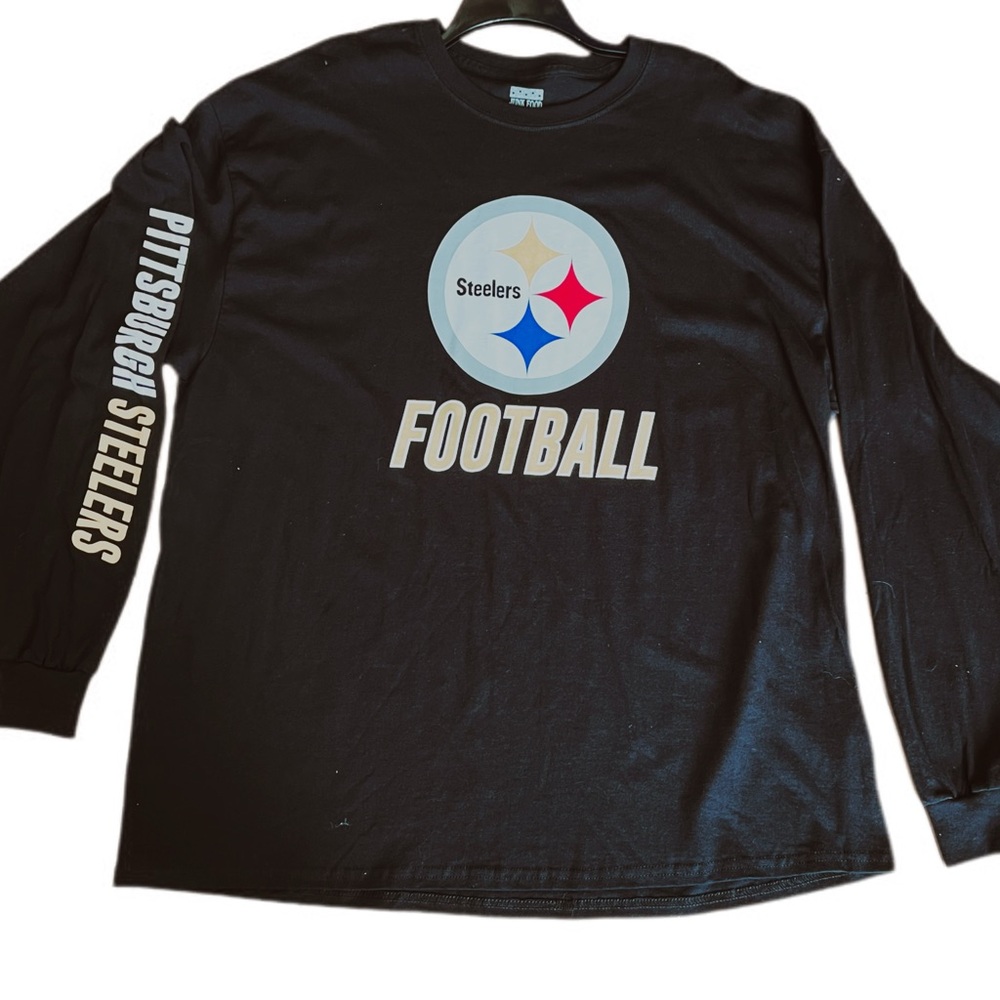 NFL Pittsburg Steelers Long Sleeve Junk Food Clothing Black Graphic Tee Mens XXL